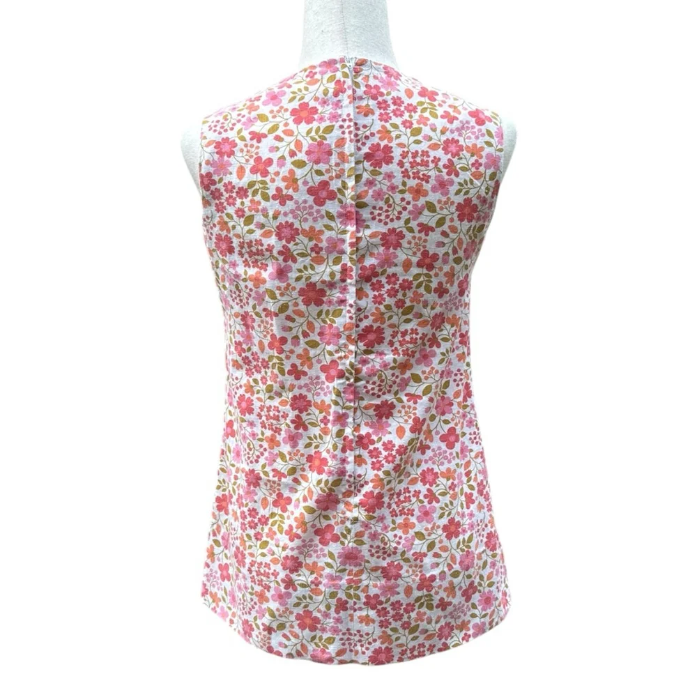 Vintage 60s Floral Tunic Top Mod Sleeveless Pink Cottagecore Boho M 8 10 Flowers - Picture 6 of 11